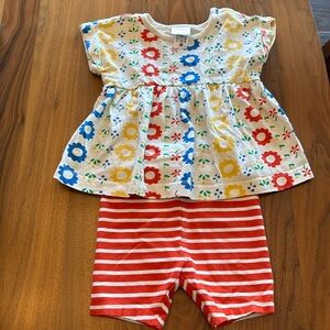 “Hanna Andersson” Play Set: Floral Tunic with Matching Bike Short, EUC, 2T, Cute